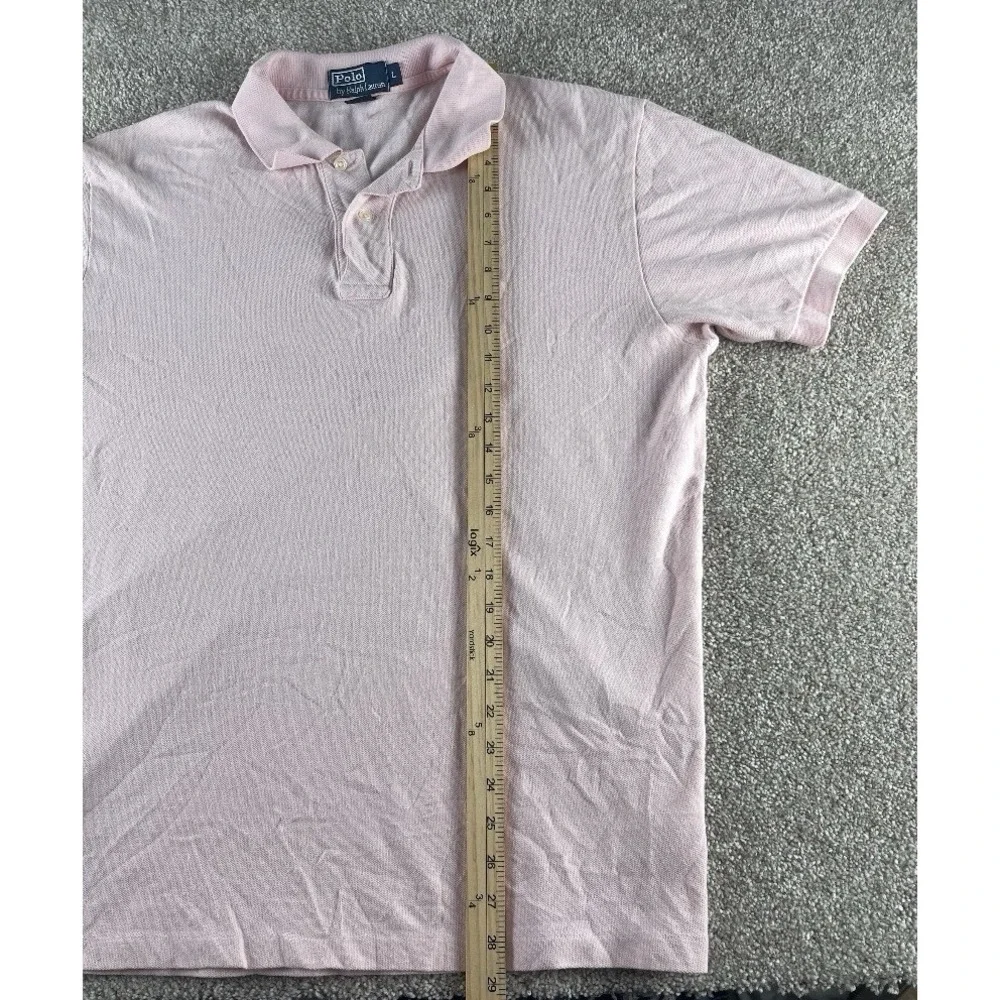 Polo Ralph Lauren Solid Pink Polo Shirt Mens L Blue Pony Cotton Preppy Classic